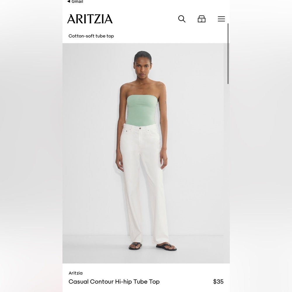 ARITZIA CASUAL CONTOUR HI-HIP TUBE TOP XS